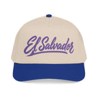 Gorra El Salvador Bordada | Cachucha Trucker Beige y Azul Salvadoreña