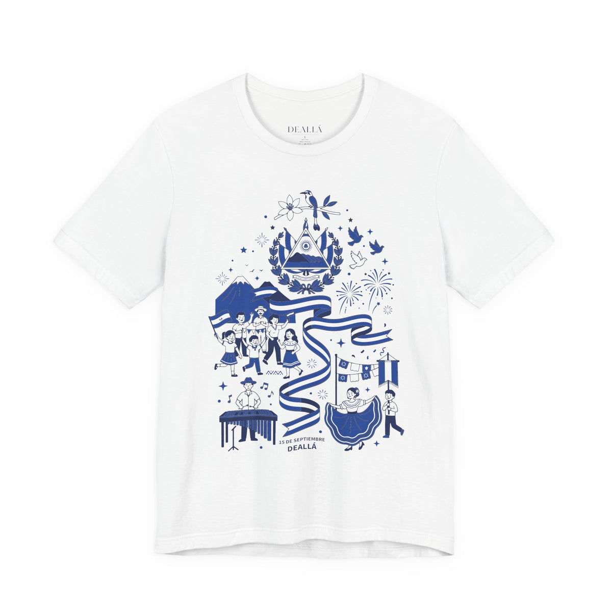 Camiseta El Salvador Fiestas Patrias | Playera Cultura y Tradición Azul y Blanco