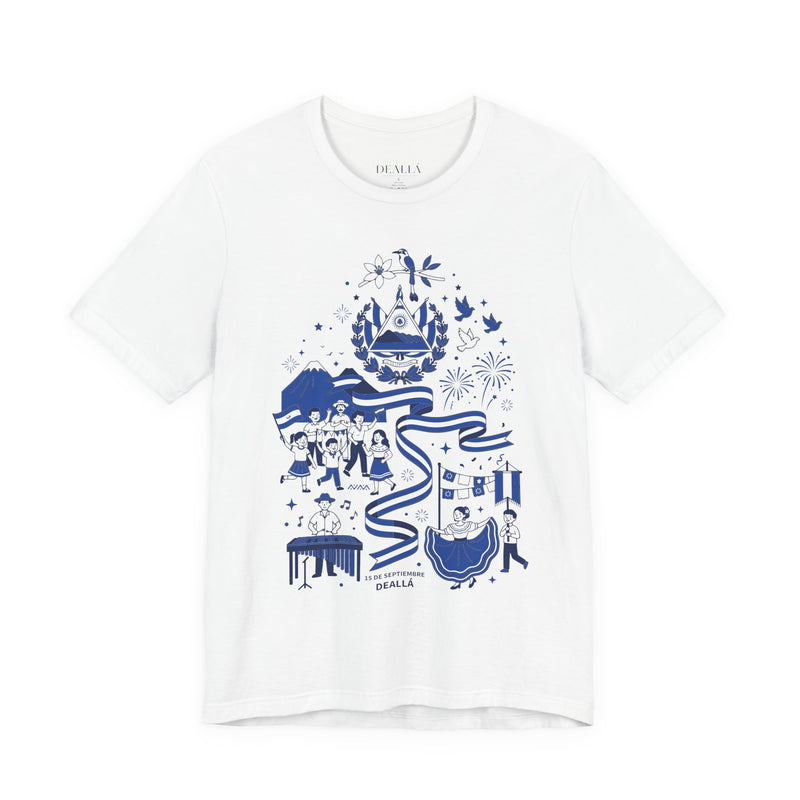 Camiseta El Salvador Fiestas Patrias | Playera Cultura y Tradición Azul y Blanco