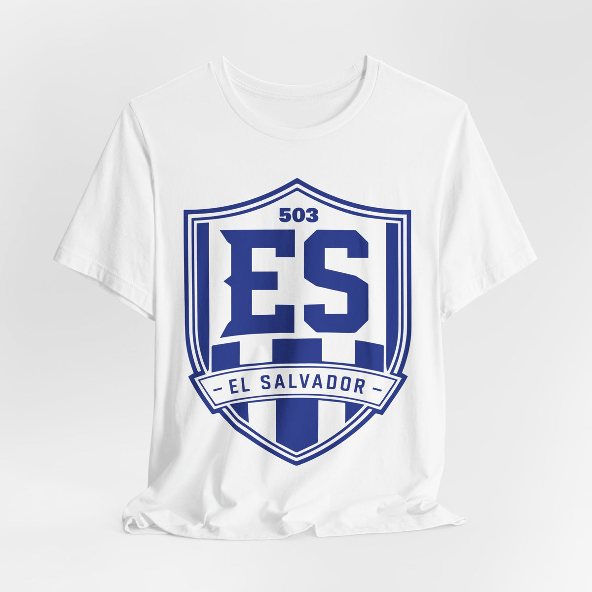 Camiseta Escudo El Salvador 503 | Playera Estilo Futbolero Azul y Blanco