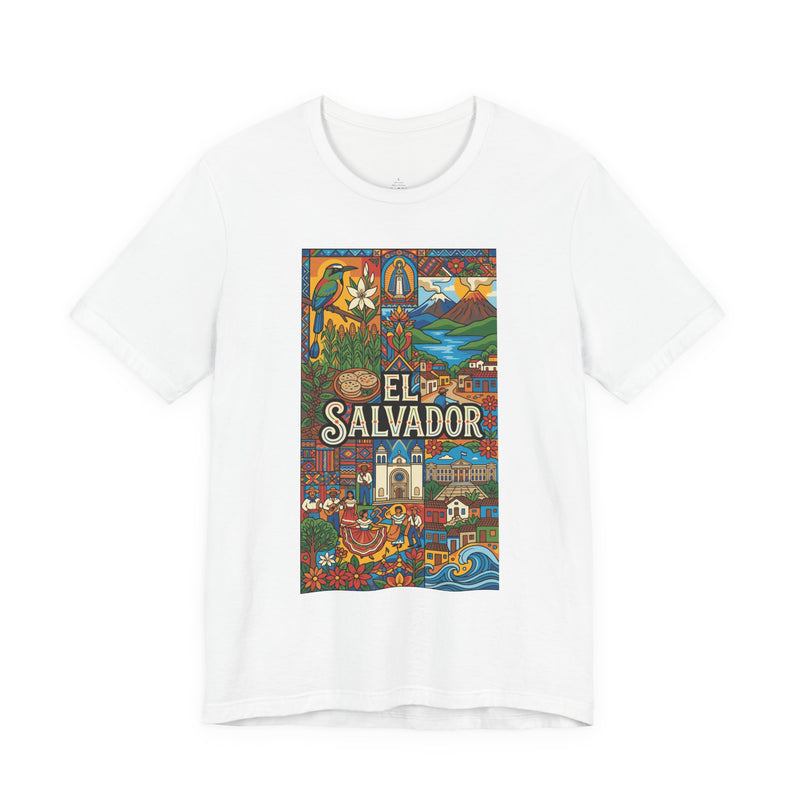 Camiseta El Salvador Mosaico Cultural | Playera Colorida Íconos y Tradiciones