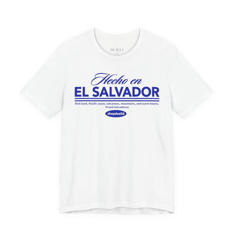 Camiseta Hecho en El Salvador | Playera Proud Salvadoran Azul