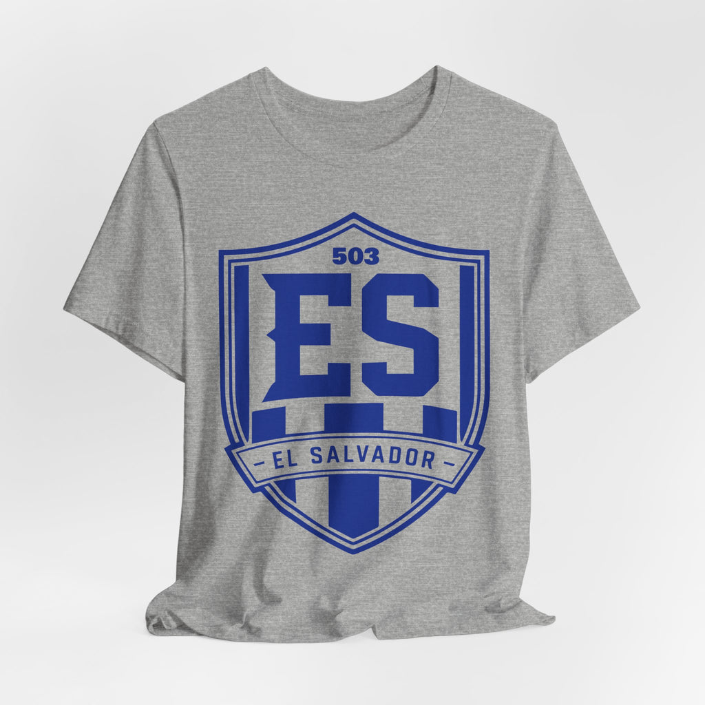 Camiseta Escudo El Salvador 503 | Playera Estilo Futbolero Azul y Blanco