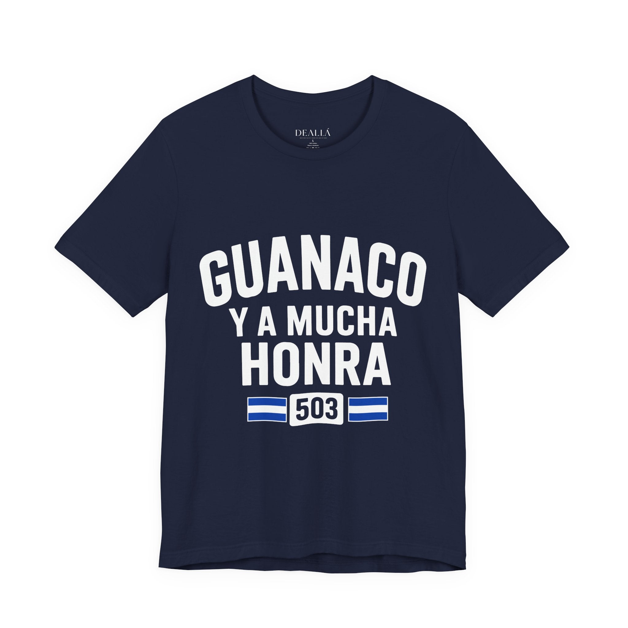 Camiseta Guanaco y a Mucha Honra 503 | Playera Orgullo Salvadoreño Negra