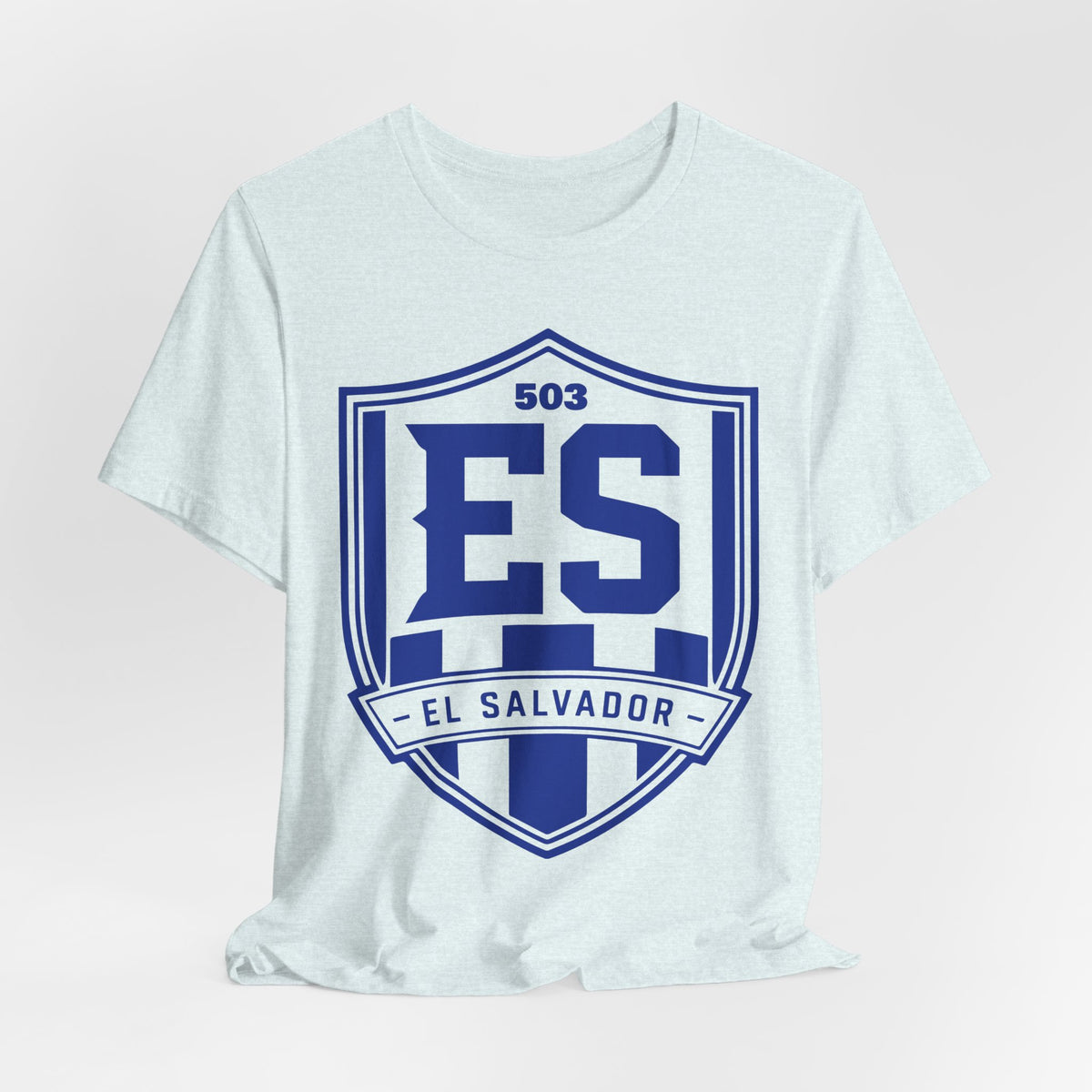 Camiseta Escudo El Salvador 503 | Playera Estilo Futbolero Azul y Blanco