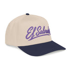 Gorra El Salvador Bordada | Cachucha Trucker Beige y Azul Salvadoreña