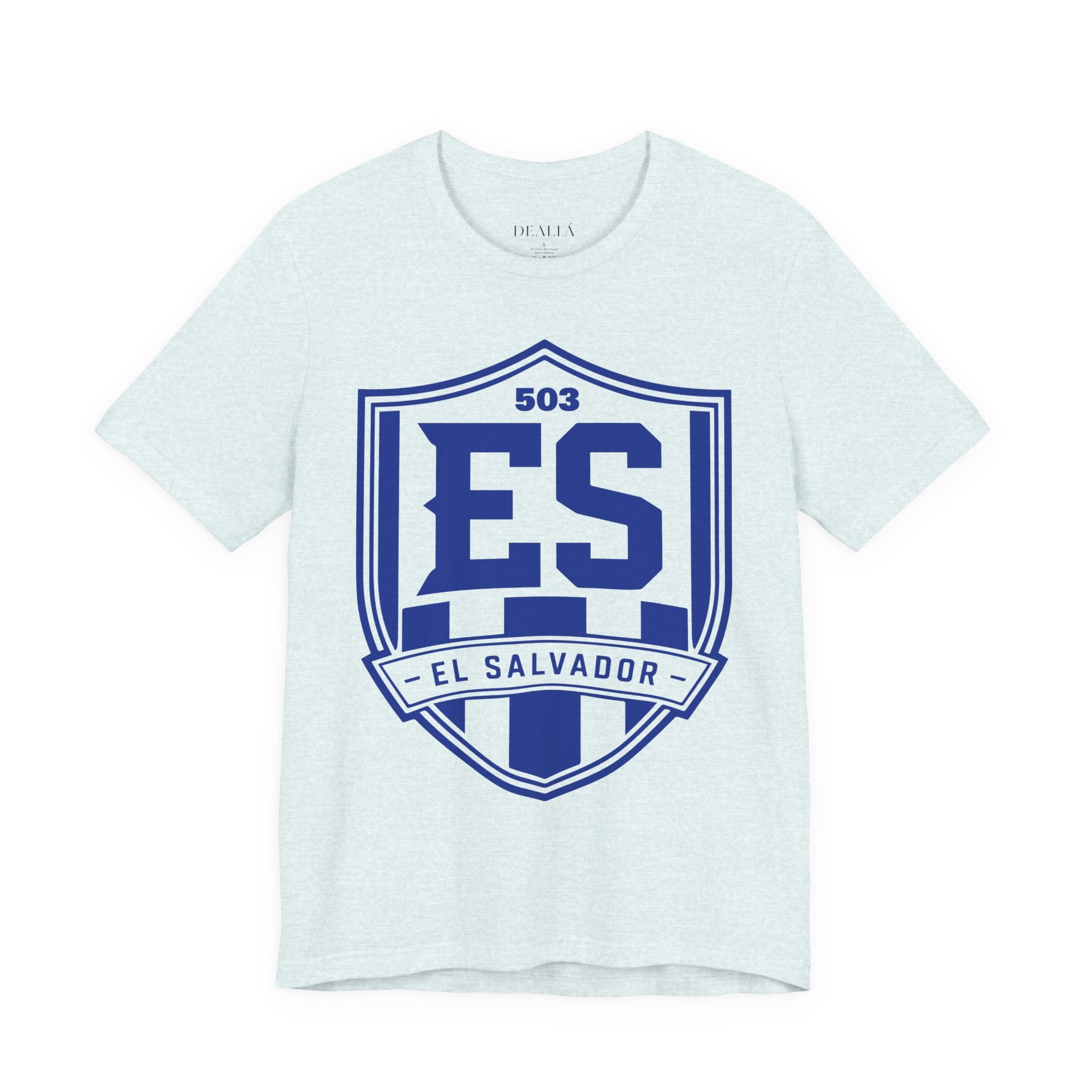 Camiseta Escudo El Salvador 503 | Playera Estilo Futbolero Azul y Blanco