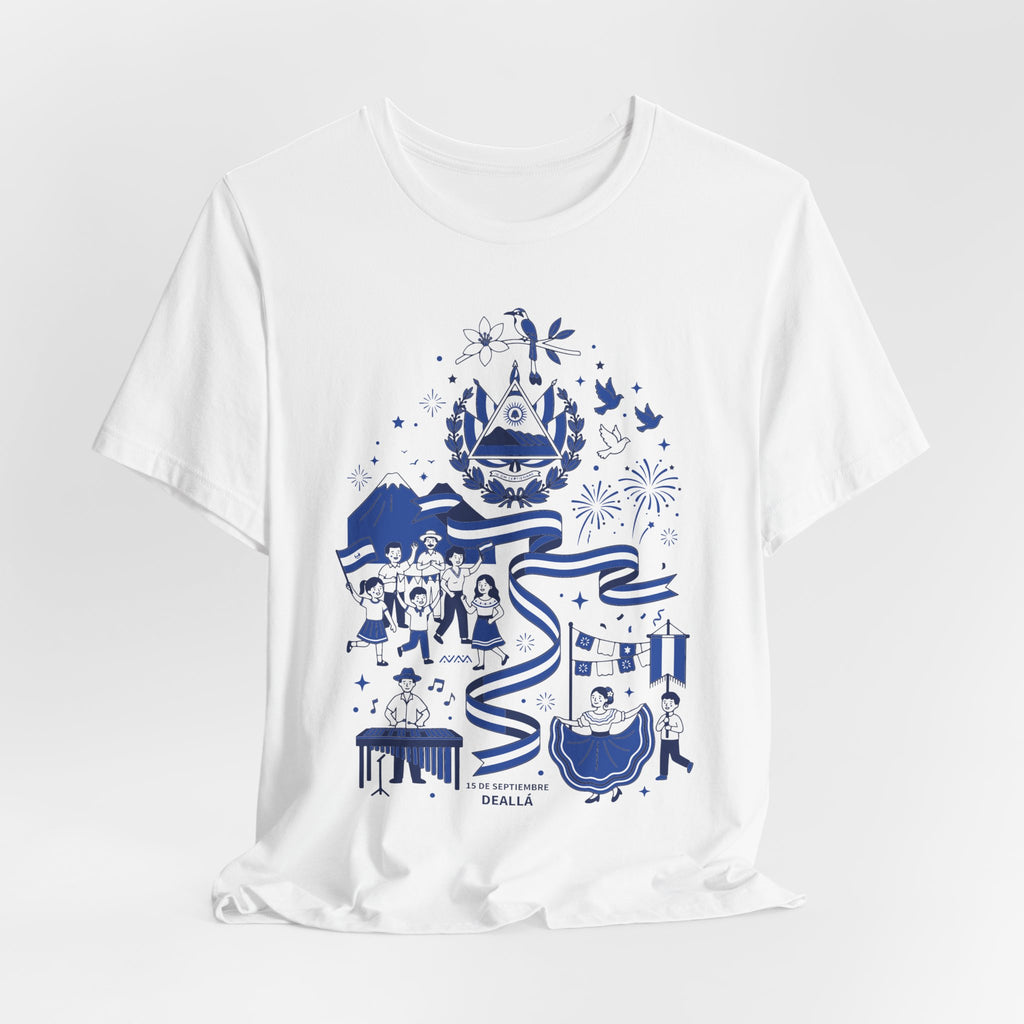 Camiseta El Salvador Fiestas Patrias | Playera Cultura y Tradición Azul y Blanco